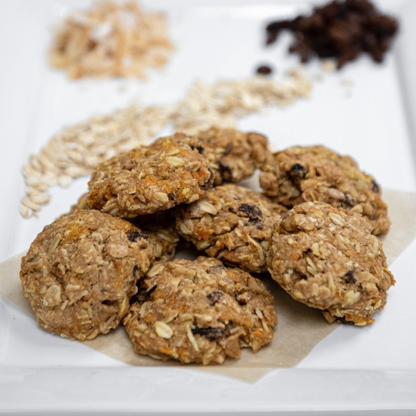 SNACK - Coconut Carrot Oatmeal Raisin Cookies  (GF) (V)