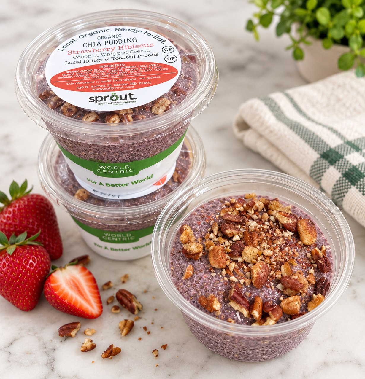 CHIA PUDDING -  Strawberry | Coconut | Pecans (GF) (DF)