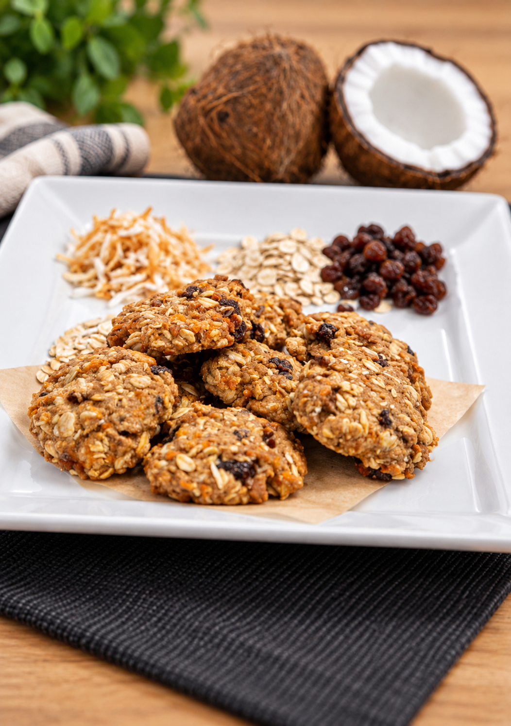 Coconut Carrot Oatmeal Raisin Cookies  (GF) (V)